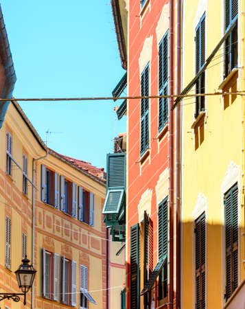 Sestri Levante (Genoa, Liguria, Italy), typical colorful buildingsの写真素材