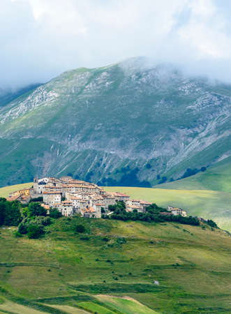 Piano Grande di Castelluccio (Perugia, Umbria, Italy), famous plateau in the natural park of Monti Sibilliniの写真素材