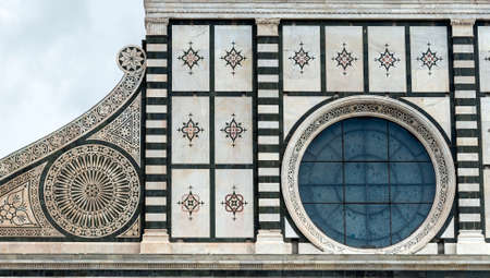 Florence (Firenze, Tuscany, Italy): the medieval church of Santa Maria Novella, facade detailの写真素材