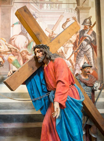 Interior of the Sanctuary of Varallino in Galliate (Novara, Piedmont, Italy), built in 15th century, with works by Dionigi Bussola (1615-1687), sculptor, and Lorenzo Peracino (1710-1789), painterのeditorial素材