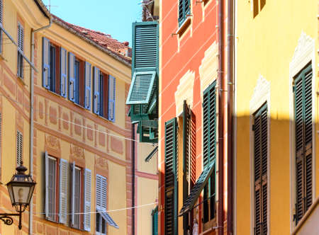 Sestri Levante (Genoa, Liguria, Italy), typical colorful buildingsの写真素材