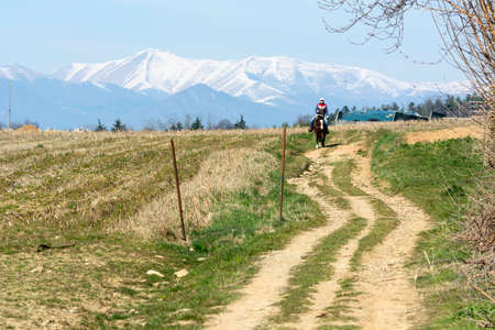 Country landscape in Brianza (Lombardy, Italy) at winter.の写真素材
