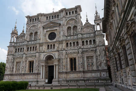 Certosa di Pavia (Lombardy, Italy), facade of the church of the historic abbeyの写真素材