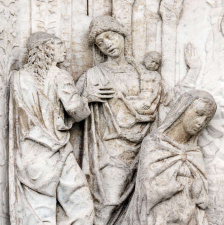 Certosa di Pavia (Lombardy, Italy), facade of the church of the historic abbey, detailの写真素材