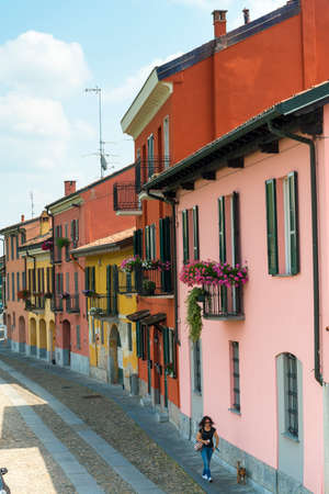 Pavia (Lombardy, Italy): colorful houses of Borgoticinoの写真素材
