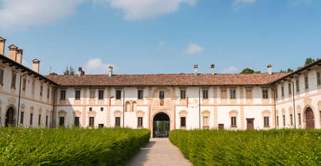 Certosa di Pavia (Lombardy, Italy), buildings and garden of the historic abbeyのeditorial素材