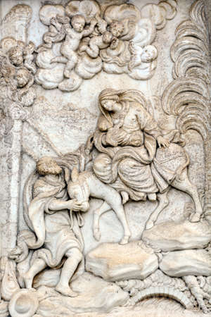 Certosa di Pavia (Lombardy, Italy), facade of the church of the historic abbey, detailのeditorial素材
