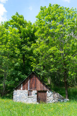 Stura di Demonte valley (Cuneo, Piedmont, Italy): little mountain cottage at springの写真素材