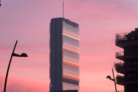 Milan (Lombardy, Italy): modern tower in Citylife at eveningのeditorial素材