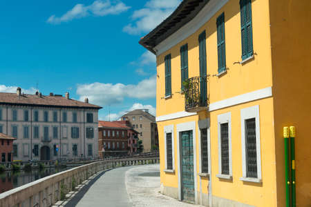 Gaggiano (Milan, Lombardy, Italy), historic town along the Naviglio Grande, at summerの写真素材