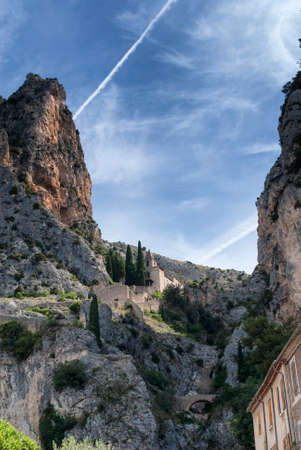 Moustiers-Ste-Marie (Alpes-de-Haute-Provence, Provence-Alpes-Cote d'Azur, France) - The ancient townの写真素材