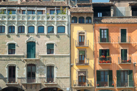 Vic (Catalunya, Spain): historic buildings in the main square of the cityの写真素材