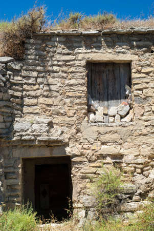 Almudevar (Aragon, Spain): las bodegas, typical old stone housesの写真素材