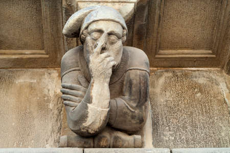 Cervera (Catalunya, Spain): historic palace with grotesque statuesの写真素材