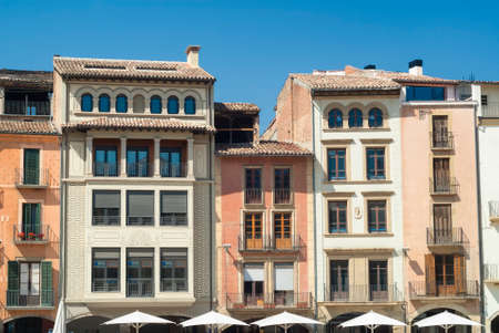 Vic (Catalunya, Spain): historic buildings in the main square of the cityのeditorial素材