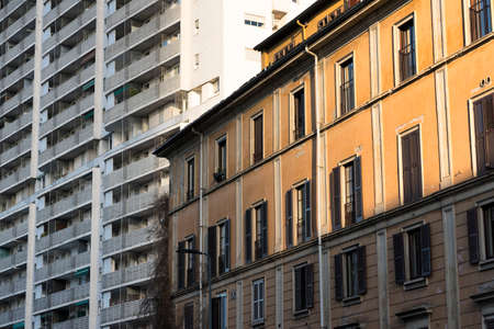 Milan ((Lombardy, Italy): old and modern residential buildingsのeditorial素材