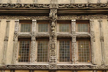 Caen (Calvados, Normandy, France): half-timbered house: a window