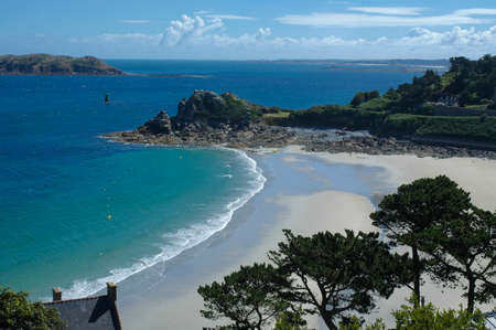 Perros-Guirec (Cotes-d'Armor, Brittany, France): the beach at summerの写真素材