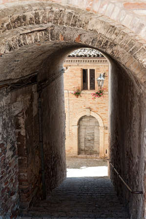 Sarnano (Macerata, Marches, Italy) - Historic villageの写真素材