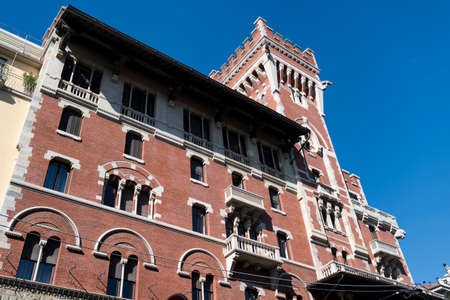 Old building with tower near Sant'Ambrogio in Milan (Lombardy, Italy)のeditorial素材