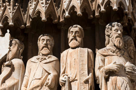 Tarragona (Catalunya, Spain): exterior of the gothic cathedral, detail of facadeの写真素材