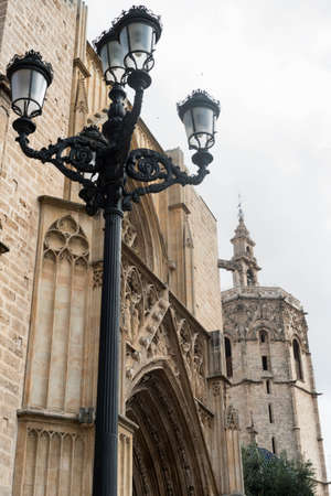 Valencia (Spain), exterior of the medieval cathedral, in gothic styleの写真素材