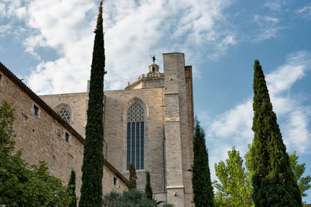 Girona (Gerona, Catalunya, Spain): gothic buildings near the cathedralの写真素材