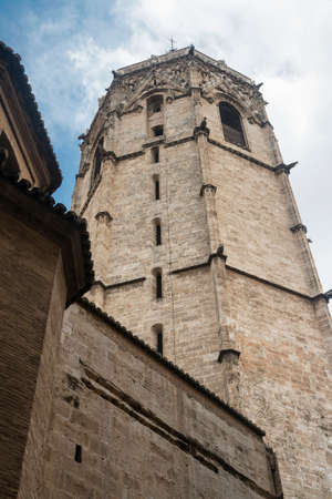 Valencia (Spain), exterior of the medieval cathedral, in gothic style: belfryの写真素材