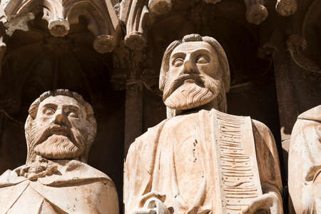 Tarragona (Catalunya, Spain): exterior of the gothic cathedral, detail of facadeの写真素材