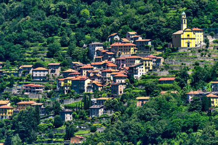 Lake of Como (Lario, Lombardy, Italy): Carate Urio seen from Faggeto Lario. Landscape at summerの写真素材