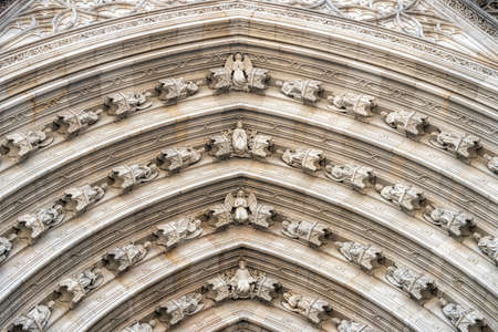 Barcelona (Catalunya, Spain): the medieval cathedral, in gothic style. Doorの写真素材