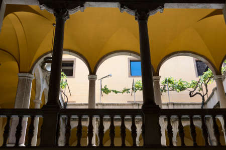 Barcelona (Catalunya, Spain): courtyard of the historic Palace of Lloctinent, in the gothic quarterのeditorial素材