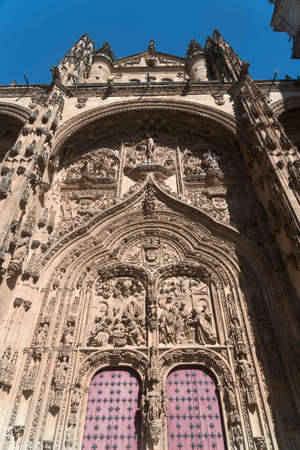 Salamanca (Castilla y Leon, Spain): exterior of the medieval cathedral, facade detailの写真素材