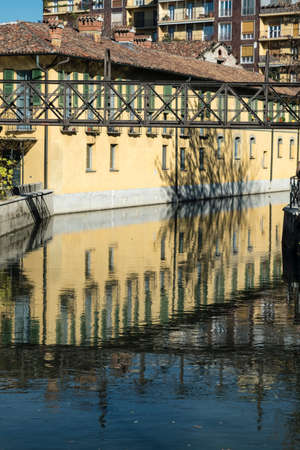 Milan (Lombardy, Italy): road for pedestrians and bicycle along the canal of Martesanaの写真素材