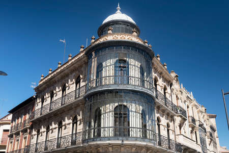 Salamanca (Castilla y Leon, Spain): facade of typical historic building, with balconies and verandas