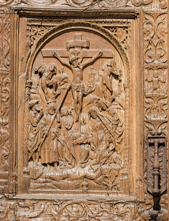 Leon (Castilla y Leon, Spain): exterior of the medieval cathedral, in gothic style: facadeの写真素材