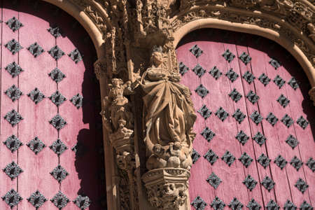 Salamanca (Castilla y Leon, Spain): exterior of the medieval cathedral, facade detailの写真素材