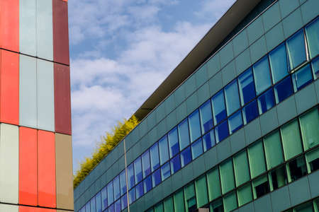 Milan (Lombardy, Italy): modern colorful office buildings along via Roberto Bracco