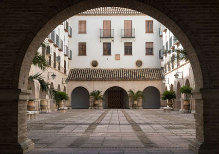Jaen (Andalucia, Spain):  court of historic palace in front of the cathedralのeditorial素材