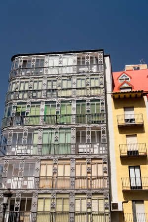 Jaen (Andalucia, Spain): facade of buildings with typical verandasの写真素材
