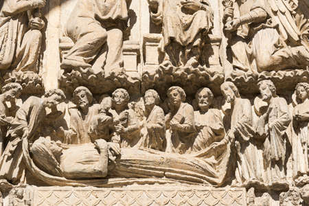 Leon (Castilla y Leon, Spain): exterior of the medieval cathedral, in gothic style: facadeの写真素材