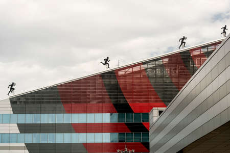 Milan (Lombardy, Italy): modern office building in the new Portello area hosting the headquarter of A.C. Milan, historic football clubのeditorial素材
