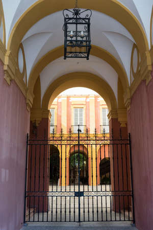Sevilla (Andalucia, Spain): courtyard of historic palace near the cathedralのeditorial素材