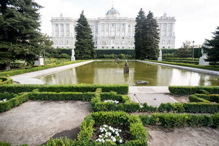 Madrid (Spain): the historic Royal Palace and the gardensのeditorial素材