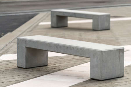 Milan (Lombardy, Italy): two modern benches in the new Portello areaの写真素材