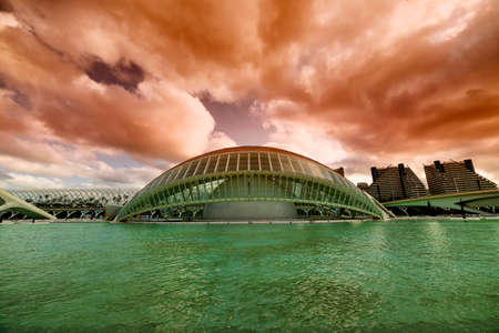 Valencia (Spain), the City of Arts and Sciences, projected by Santiago Calatrava and Felix Candelaのeditorial素材