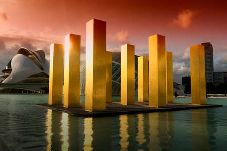 Valencia (Spain), the City of Arts and Sciences, projected by Santiago Calatrava and Felix Candelaのeditorial素材