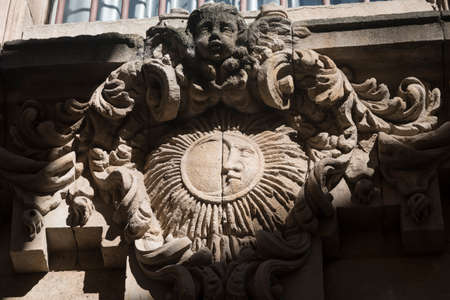 Salamanca (Castilla y Leon, Spain): window of historic palace in baroque style, detailの写真素材