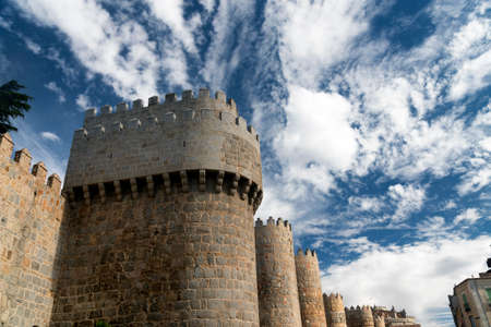 Avila (Castilla y Leon, Spain): the famous medieval walls surrounding the cityの写真素材