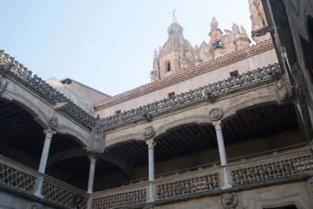 Salamanca (Castilla y Leon, Spain): courtyard of the historic palace known as Casa de las Conchasのeditorial素材